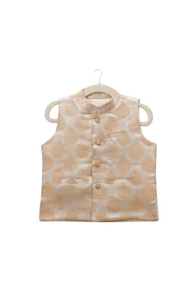 Beige Brocade Nehru Jacket