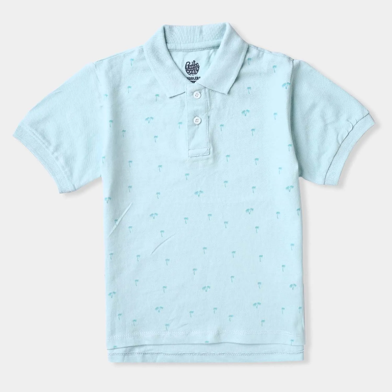 Boys Cotton PK Polo The Palm-Sky Blue