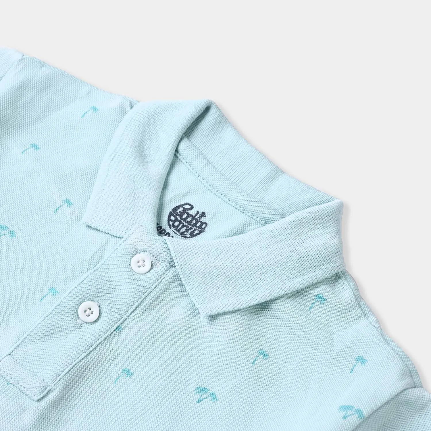 Boys Cotton PK Polo The Palm-Sky Blue