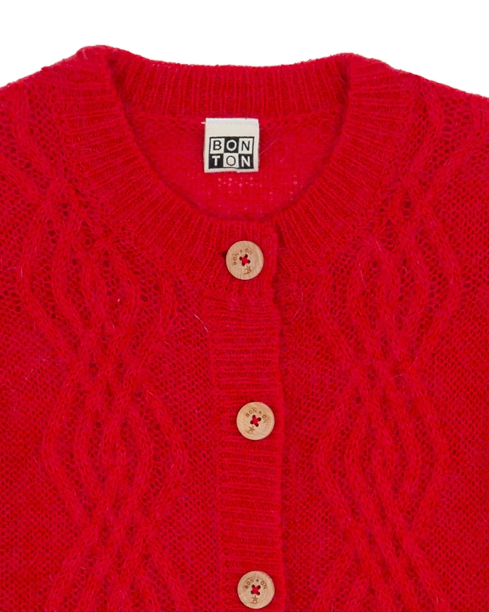 Cable Knit Cardigan in Rouge Lutin