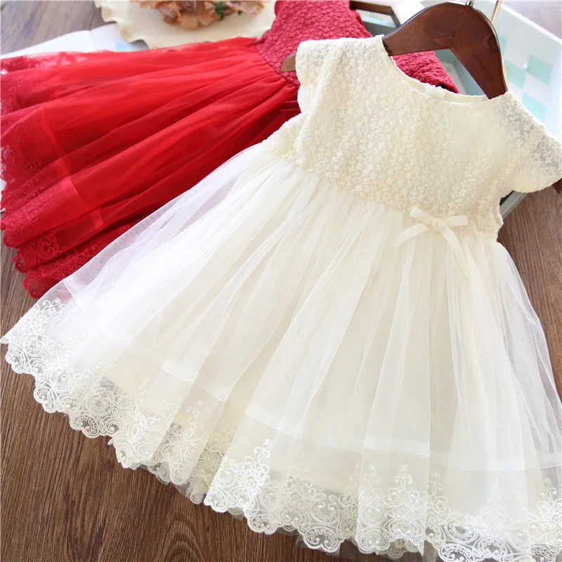 Casual Lace Floral Designs Dresses For Girls