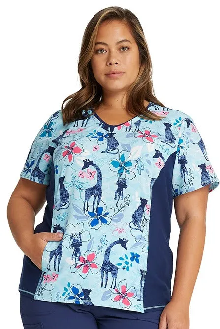 Cherokee Women's V-Neck Print Scrub Top | Jungle Blues