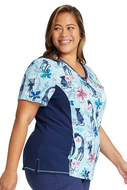 Cherokee Women's V-Neck Print Scrub Top | Jungle Blues