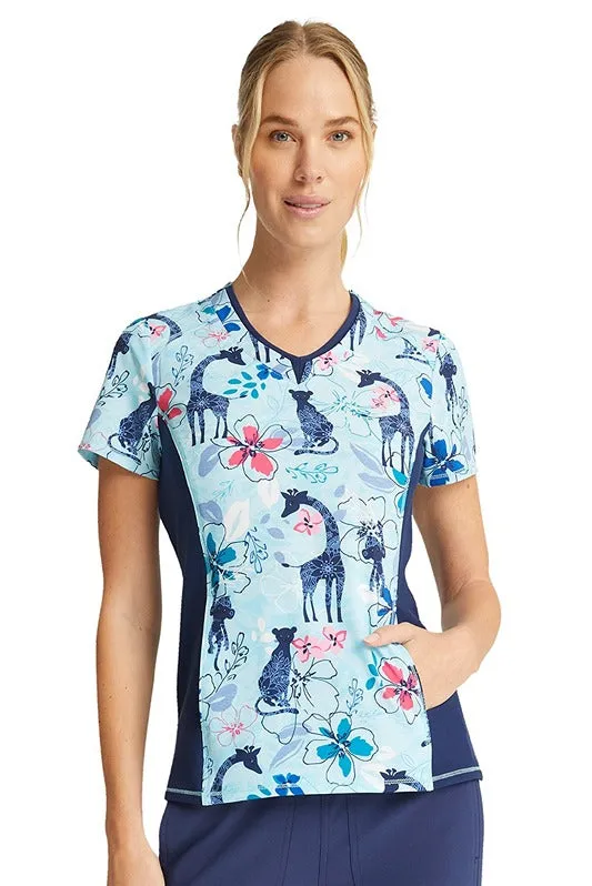 Cherokee Women's V-Neck Print Scrub Top | Jungle Blues