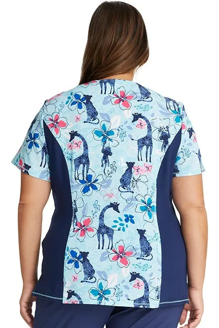 Cherokee Women's V-Neck Print Scrub Top | Jungle Blues