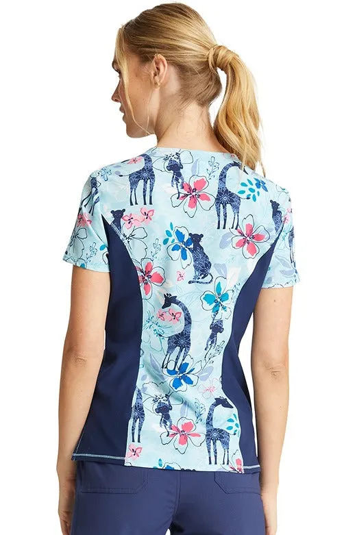 Cherokee Women's V-Neck Print Scrub Top | Jungle Blues