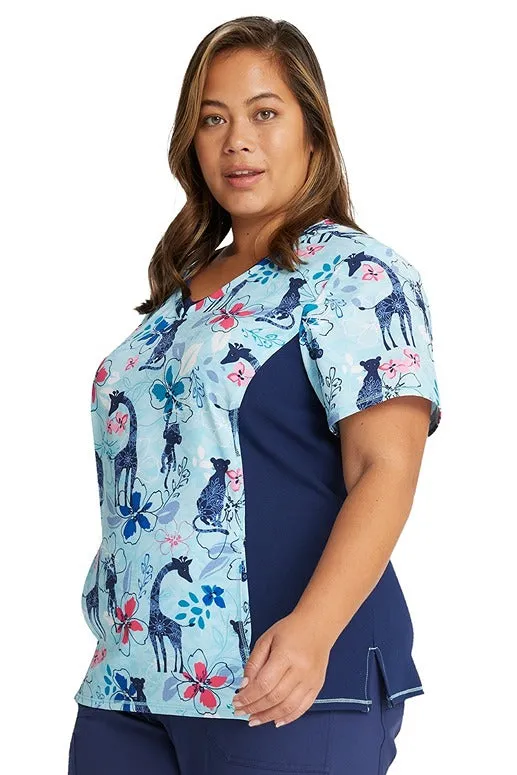 Cherokee Women's V-Neck Print Scrub Top | Jungle Blues