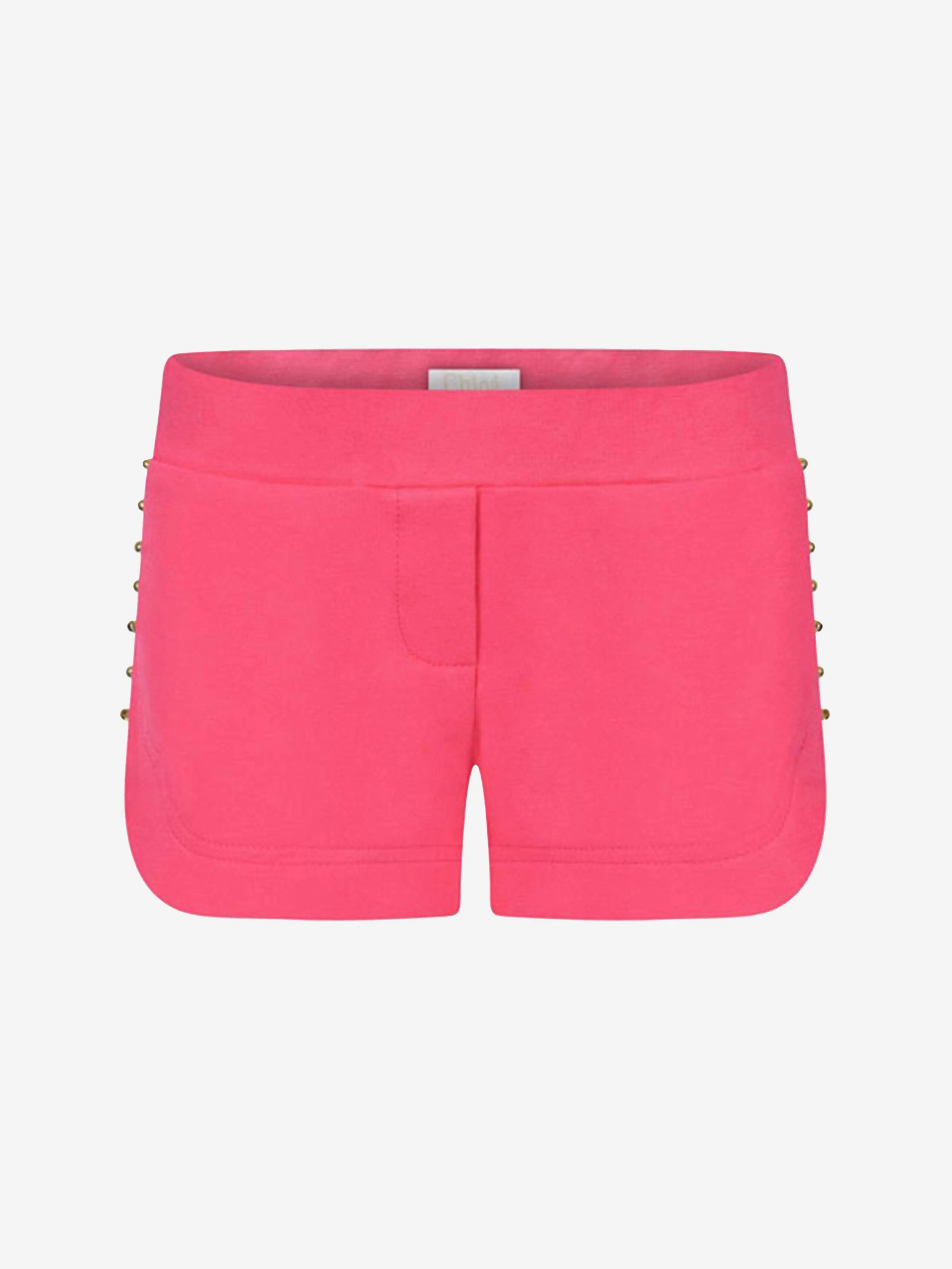 Chloé Girls Jersey Shorts With Beaded Trims