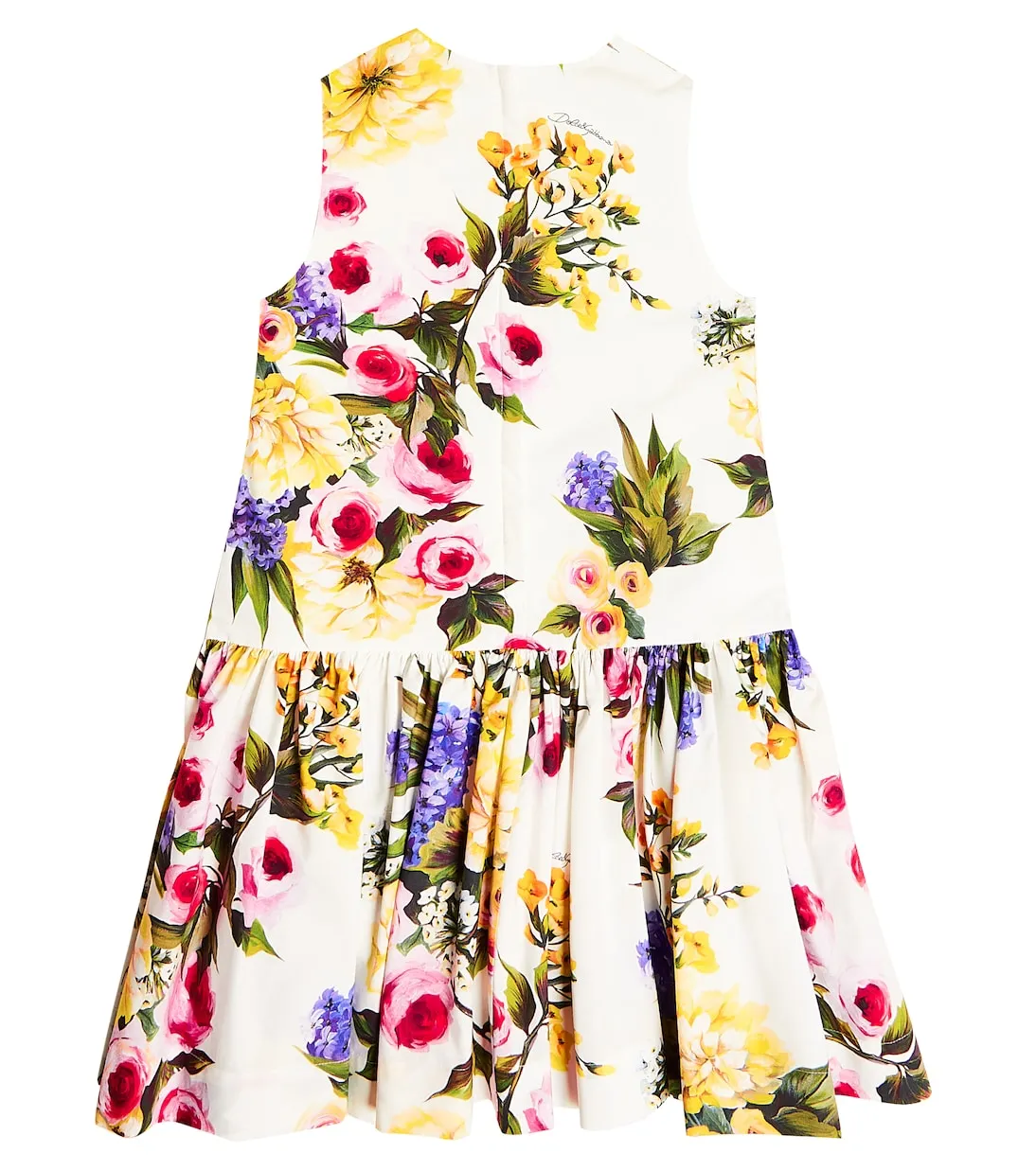 Cotton poplin dress with floral print Dolce&Gabbana Kids, multicolor