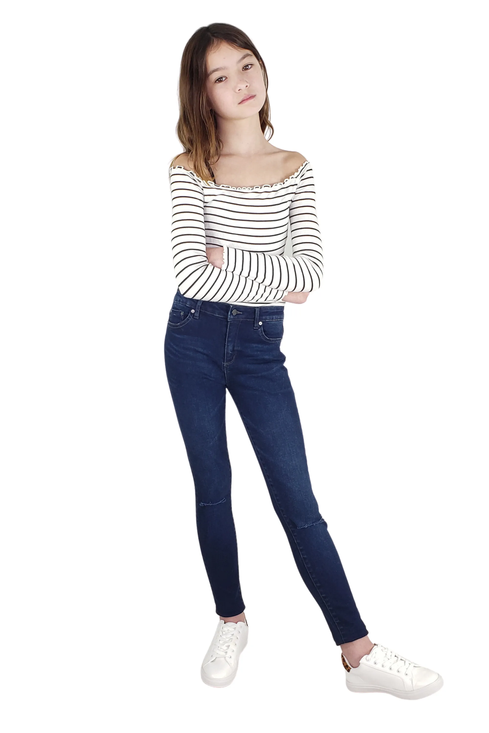 Diane - Basic Mid-Rise Skinny With Knee Slit