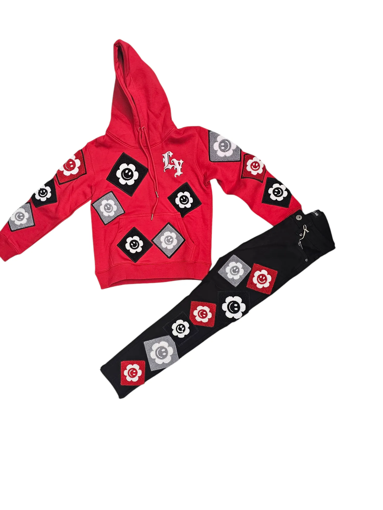 FOCUS KIDS CHENILLE PATCH HOODIE MULTI COLORS