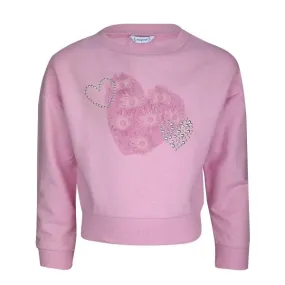 GIRLS PINK GRAPHIC DIAMANTE CARDIGAN