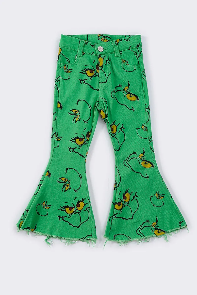 Green grinch print bell jeans mom & me