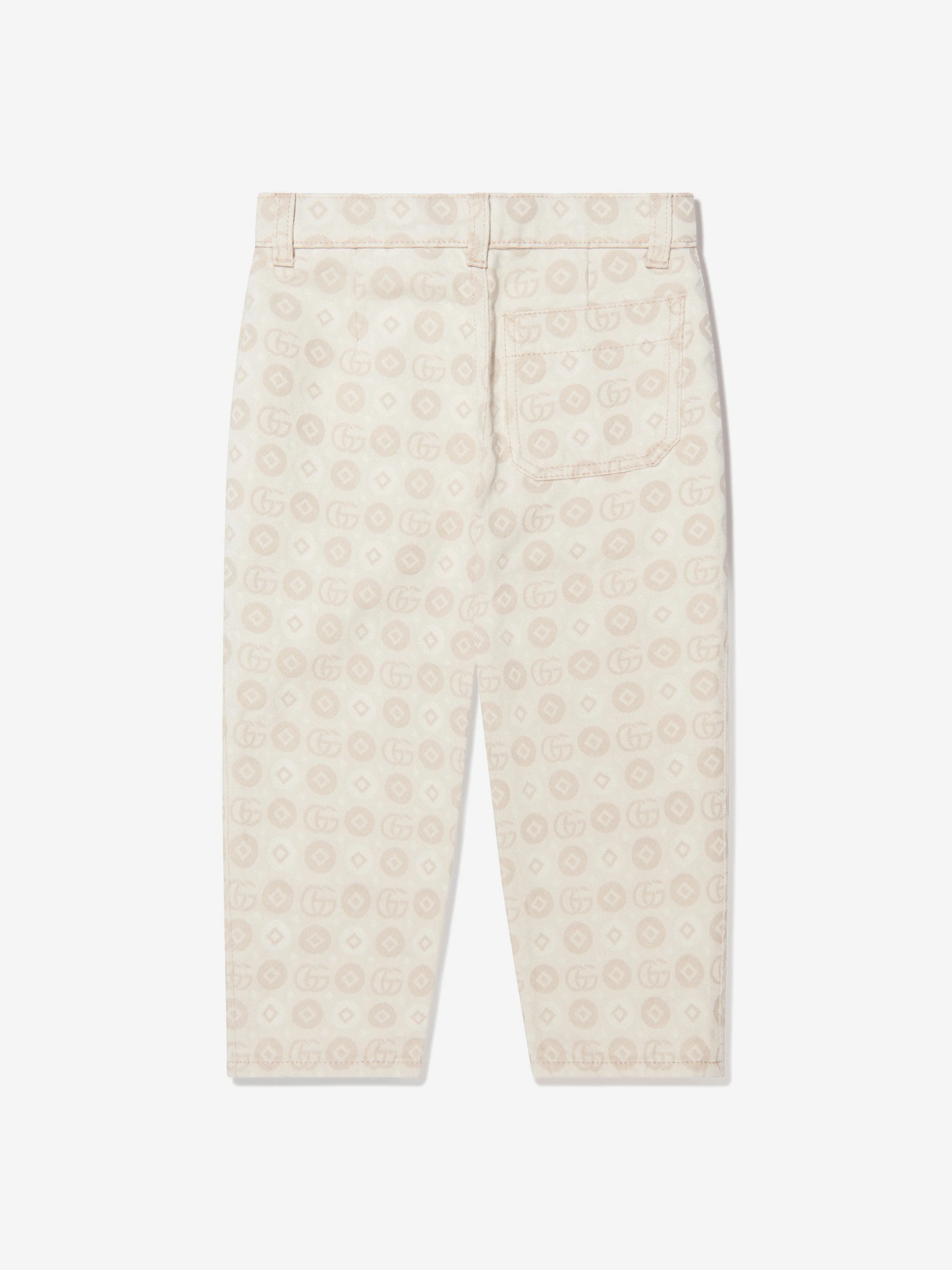 Gucci Kids Jacquard GG Denim Jeans in Ivory