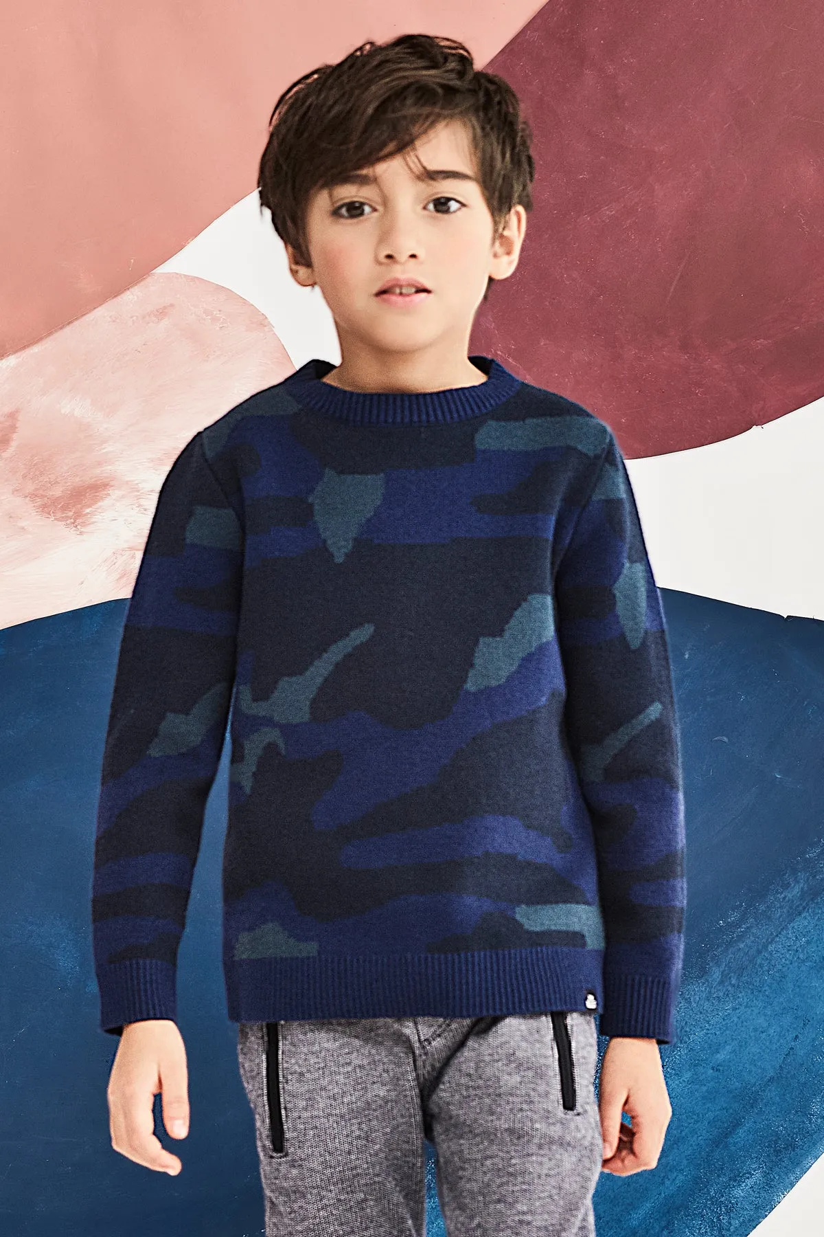 Jean Bourget Indigo Camo Boys Sweater (Size 6 left)