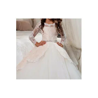 Ketty More  Kid Girl Lovely Crochet Lace Tulle Skirt Wedding Dress-KGDC39650