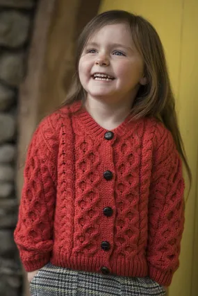 Kids Aran Cardigan in Red