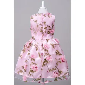 Kids Girls Sleeveless Easy Round Neck Pretty Flowers Decoarted Stylish Party Dress - C623KMKGD