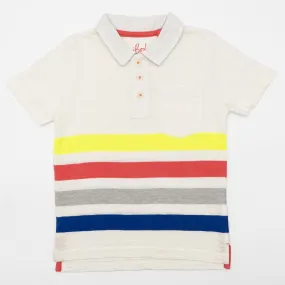 Mini Boden Boys White Rainbow Short Sleeve Polo Shirts