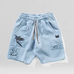 Munster Kids Patched Up Short - Washed Blue