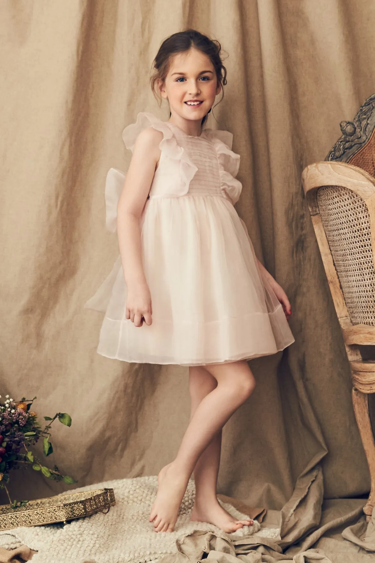 Nellystella Mae Silk Girls Dress - Orchid Ice