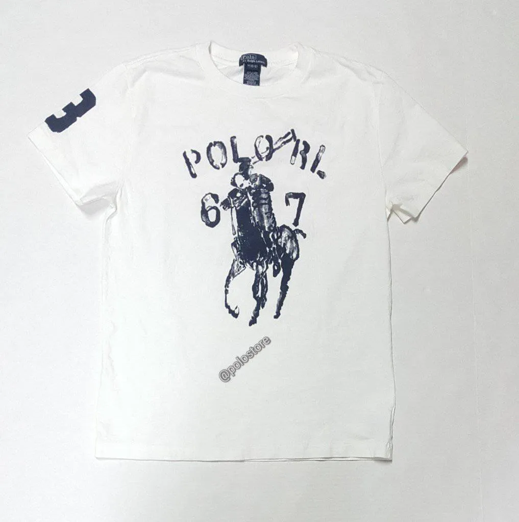 Nwt Kids Polo Ralph Lauren White Man on Pony Tee (8-20)