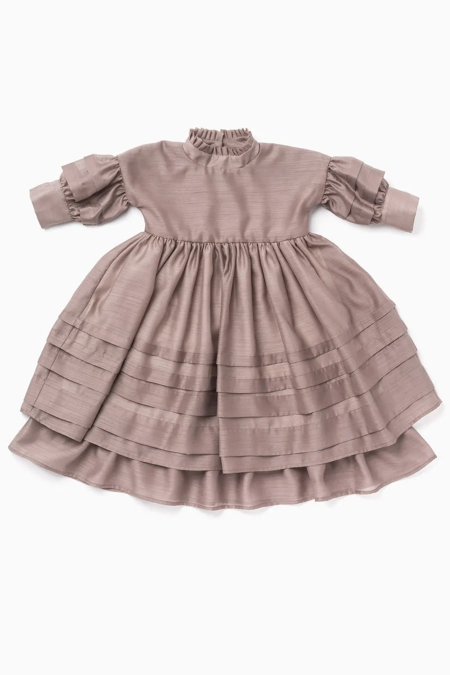 OMAMImini Layered Voile Girls Dress - Taupe