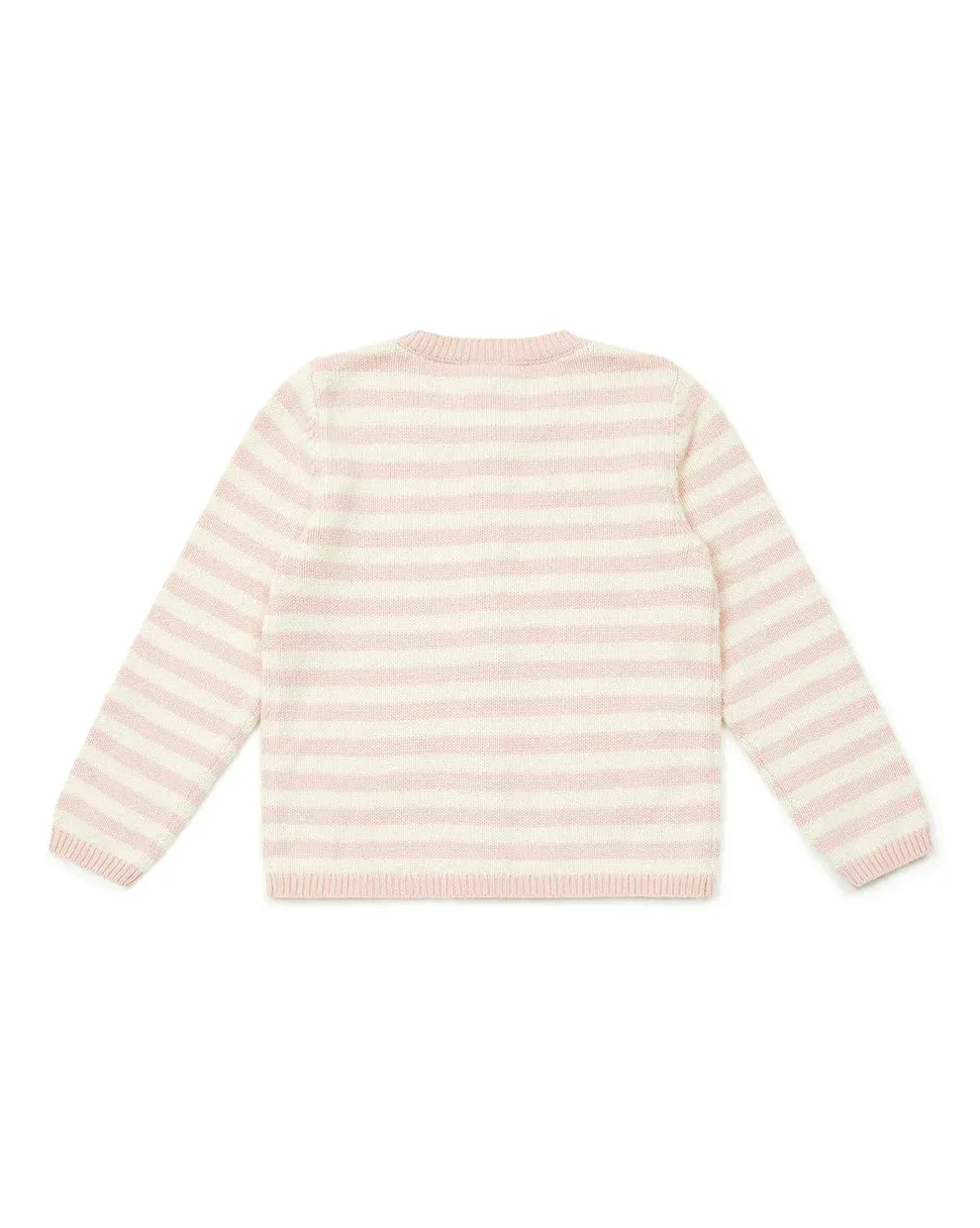 Pink Heart-Embroidered Knit Madeleine Cardigan