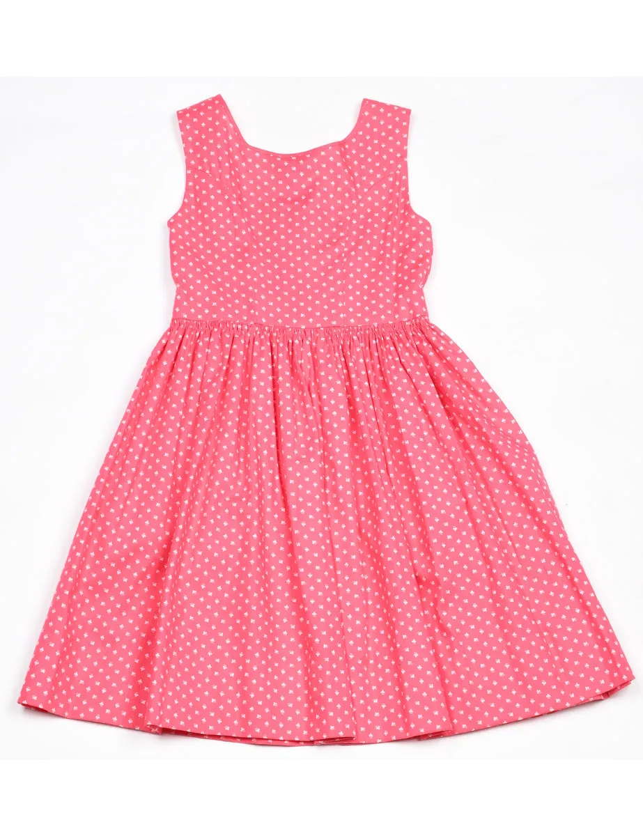 Sleeveless Floral Pink & White Dress - 5-6 YEARS