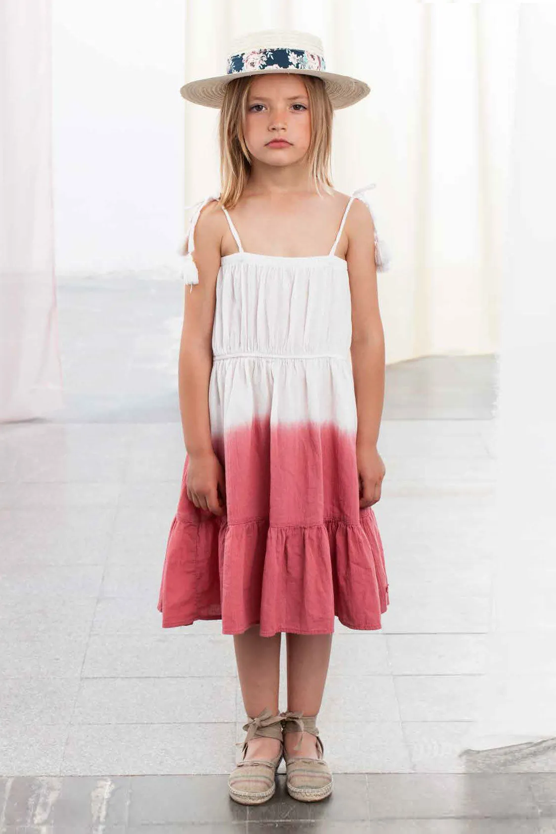 Tocoto Vintage Pink Ombre Girls Dress