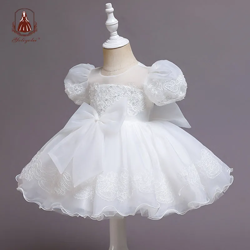 Yoliyolei 6-24-months Toddler Summer Dress For Girls Child Party Fairy Dress Knee Length Puffy Children&#39;s Clothes Party Luxury Ball Gown